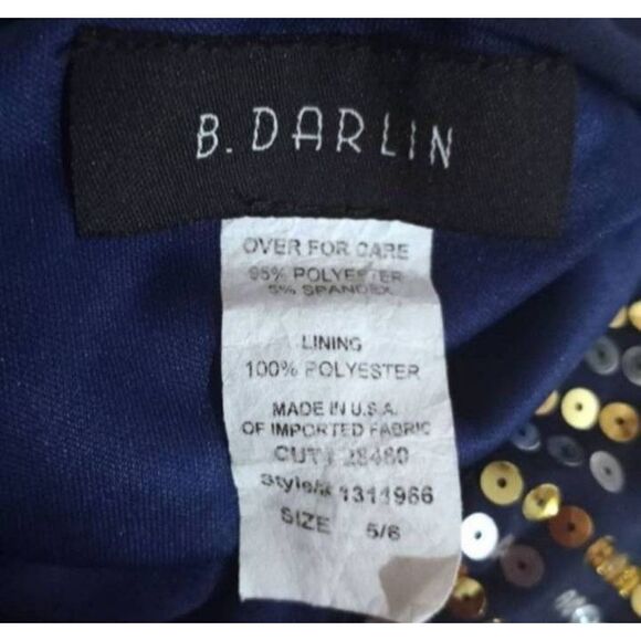 B. DARLIN NAVY & SEQUIN DRESS SZ.5/6 EUC. - Picture 6 of 7